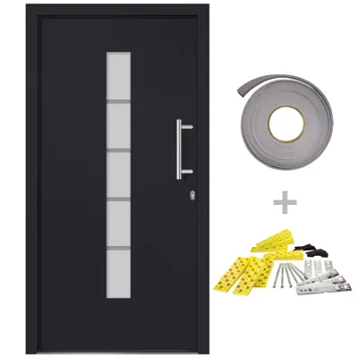 Image de vidaXL Porte d'entrée aluminium et PVC anthracite 100x200 cm