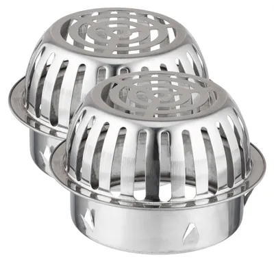 Blattfangkorb für Regenrohre, 2er-Set, 120 mm, silber