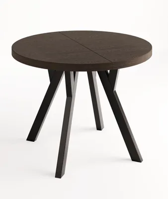 Produktbild von Giuseppe Runder Ausziehbarer Esstisch Durchmesser 90 / 135 / 180 cm, Platz für 4-10 Personen Skandinavische LOFT Schwarze Holzbeine (Storm)