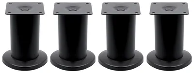 Möbelfüße 4er-Set, Metall, Ø 50 mm, Höhe 80 mm, Schwarz matt