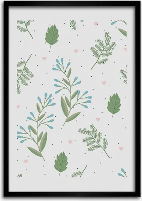 Produktbild von Bild - Bilderrahmen - Foto - 70 cm x 100 cm - MDF - Rahmen - Wandkunst - Blätter und Herzen