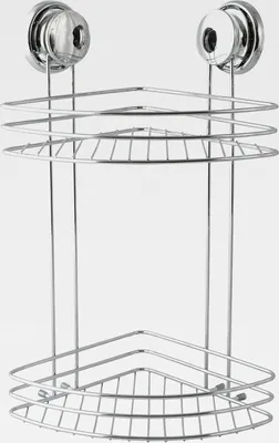 Produktbild von Duschregal Eck Duschkorb Badezimmer ohne Bohren mit Saugnäpfen Stahl Verchromt Silber 31,5x31,5x40cm