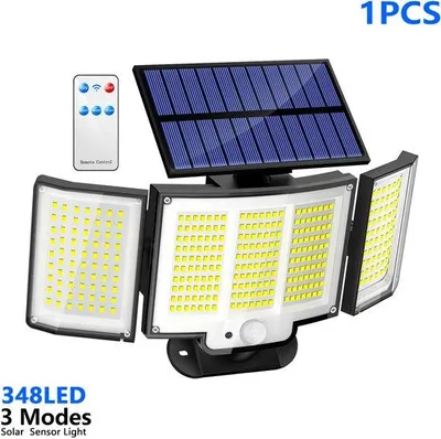 Immagine prodotto di Faretti a LED con telecomando e tre punti luce, con sensore di movimento, per terrazze, balconi e cortili interni. Adatti per giardini, garage, terrazze e corridoi.