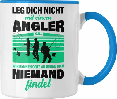 Produktbild von Trendation - Angler Tasse Geschenk für Männer Spruch Lustig für Fischer Geschenkidee Angeln Becher (Blau)