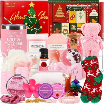Imagen del producto de 24 Piezas Calendario de Adviento Ducha 2026 para Mujeres Niñas Calendario de Navidad
