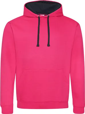 Immagine prodotto di Just Hoods JH003 | Felpa con cappuccio Varsity da uomo - Colore: Hot Pink/French Navy - Taglia: M