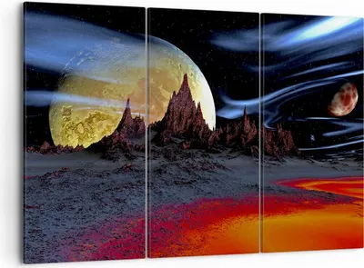 Produktbild von Bild auf Leinwand - Leinwandbild - Planeten Mond Universum - 105x70cm - Wand Bild - Wanddeko - Leinwanddruck - Bilder - Kunstdruck - Wanddekoration - Leinwand bilder - Wandkunst - CE105x70-2346