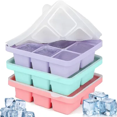Produktbild von Silikon-Eiswürfelformen, Set mit 3 Stück, jeweils 6 Fächer, stapelbar