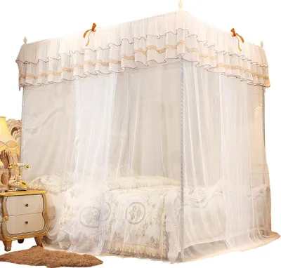 Obrázek produktu pro baldachýn pro princezny se čtyřmi rohovými sloupky, moskytiérou a baldachýnem (1,5 x 2,0 m), bílý