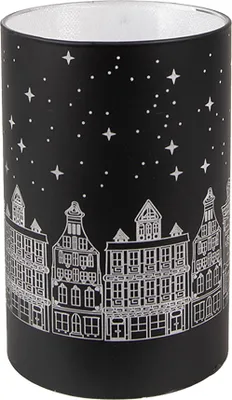 Produktbild von Clayre & Eef Teelichthalter mit LED Ø 8x12 cm Schwarz Silberfarbig Glas