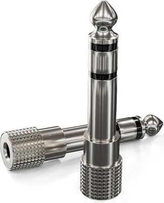 Produktbild von deleyCON 2x Stereo Audio Klinke Adapter 6,3mm Klinken Stecker auf 3,5mm Buchse Adapter Audio HiFi Klinke Adapter Stecker Receiver Heimkino Kopfhörer Silber