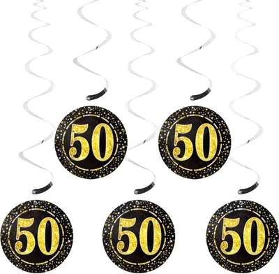 Produktbild von Oblique Unique 5 Deckenhänger Wirbel Spiral Girlanden mit Zahl 50 Geburtstag Jubiläum Party Feier Deko