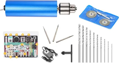 Produktbild von Mini-Elektroschleifer-Set mit stufenloser Drehzahlregelung, handgeführtem Schleif- und Gravierwerkzeug, inklusive 10 Bohraufsätzen, Allzweck-Set, 750 g