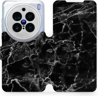 Produktbild von Handyhülle mit klappe für Vivo X200 Pro, Mobiwear Book, Schwarzer Marmor