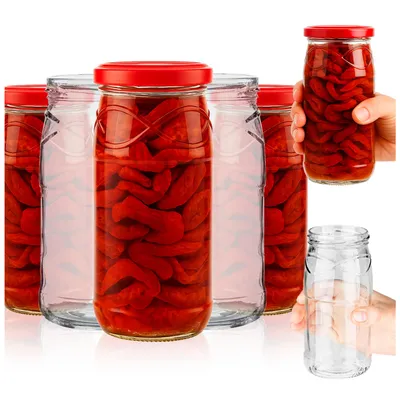 Produktbild von SuperButelki.pl - 50x Gläser 470 ml mit Deckeln Ø 66 mm, Set von Einmachgläsern 0,47 l, Verschlüsse, Konserven, Marmeladen Set 0,47 l Glas