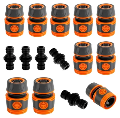 Produktbild von Schlauchkupplungsset, 10 Stück 1/2 Zoll Schlauchverbinder 13 mm mit 5 Kupplungen, Doppelstecker für Gartenschlauchverlängerung
