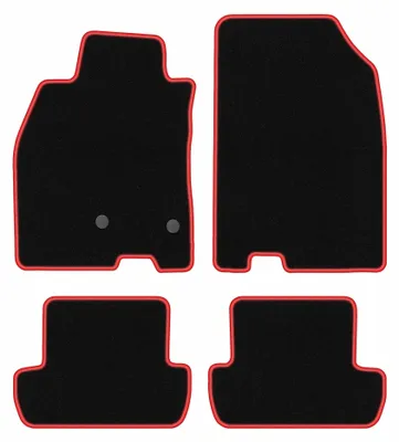 Obrázok produktu pre Velúrové autokoberce pre: Renault Megane III 2008-2015 (hatchback/kupé/kombi) – sada 4 ks, čierno-červené, na mieru – Wielganizator CARLUX