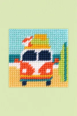 Obrázok produktu pre Sada na výšivku s motívom "Campervan" od spoločnosti DMC, rozmer 15x15 cm