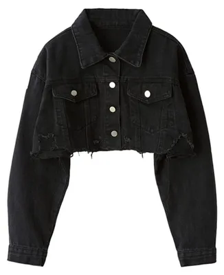 Produktbild von Damen Jeansjacke, schwarz, mit langen Ärmeln