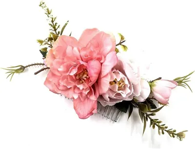 Productafbeelding van Roze bruidshaarkam met bloemen voor bruid en bruidsmeisje