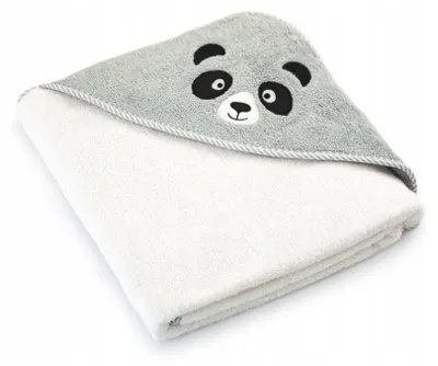 Zdjęcie produktu dla Zwoltex Ręcznik dziecięcy 90x90 Panda Alabaster-5730 ecru szary frotte ręcznik dziecięcy z kapturkiem