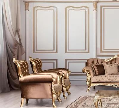 Produktbild von Ohrensessel Sessel Barock Design Polster Sofa Couch Chesterfield Textil Sitz Neu