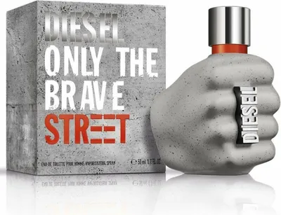 A product shot of Diesel Only The Brave Street Eau de Toilette for men, with its packaging.