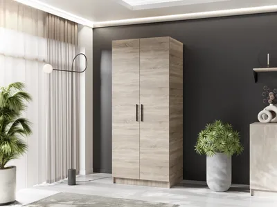 Produktbild von Kleiner Sonoma Kleiderschrank für Wohnzimmer oder Flur, Stange, Einlegeböden