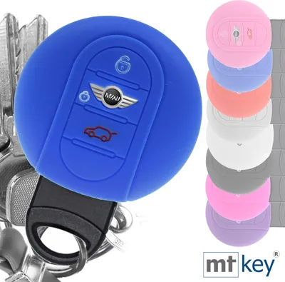 Produktbild von Auto Schlüssel Hülle Silikon Schutz Cover Blau kompatibel mit Mini F56 F54 F55 F57 F60 Clubman Countryman 3 Tasten KEYLESS SMARTKEY