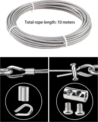 Productafbeelding van Famanu stalen kabel, 3 mm, met PVC-omhulsel, 10 meter - geschikt voor tuinieren en decoratie