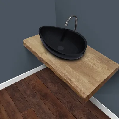 Produktbild von Holz Waschtischplatte für Aufsatzbecken Waschtischkonsole Eiche 50cm