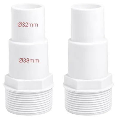 Obrázok produktu pre Spojky na bazénové hadice, 2 kusy, priemer 32/38 mm na 1,5 palca, biele