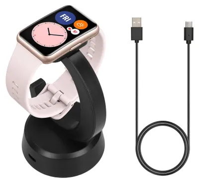 Produktbild von kwmobile USB Ladegerät kompatibel mit Huawei Watch Fit / Band 9 / Band 8 / Band 7 / Band 6 / Watch Fit 3 - USB Kabel Charger Stand - Smart Watch