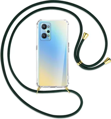 Produktbild von Handykette Backcover-Schutzhülle mit Band (Metall goldfarben) für Realme GT Neo2 - dunkelgrün