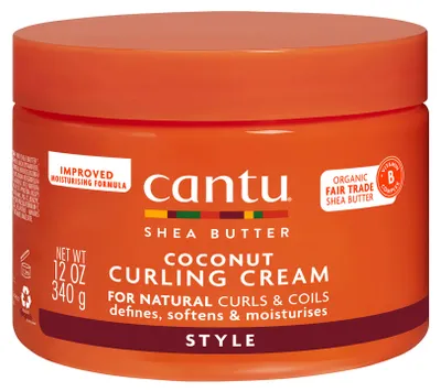 Productafbeelding van Cantu Shea Butter Crème voor krullend haar met kokosolie, 340 gram, AI-gegenereerde afbeelding