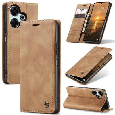 Zdjęcie produktu dla König Design Hülle kompatibel mit Xiaomi Redmi 13 Kunstleder Handyhülle - Handy Case Braun