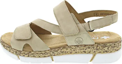Produktbild von Rieker Damen Sandale Klettverschluss Plateau Keilabsatz sportlich V2366, Größe:38 EU, Farbe:Beige