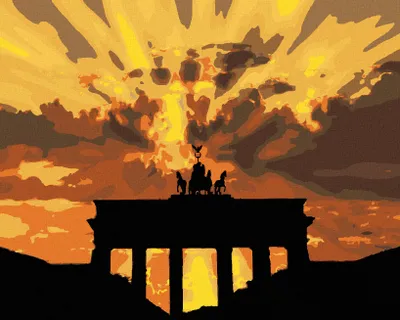 Image de Zuty - Peinture par numéros - COUCHER DE SOLEIL À BERLIN, 40 x 50 cm, sans cadre et sans toile tendue
