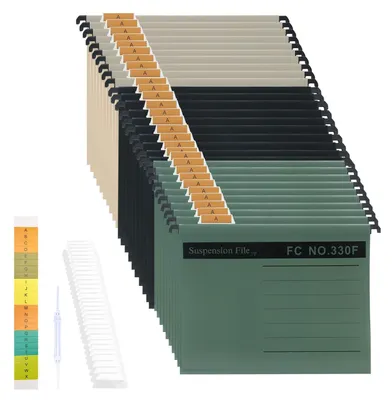 Productafbeelding van Hangmappen foolscap - 30 stuks - Polypropyleen - Zwart, groen en wit