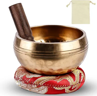 Imagen del producto de Cuenco de bronce, hecho a mano, de 8 cm de diámetro, para meditación