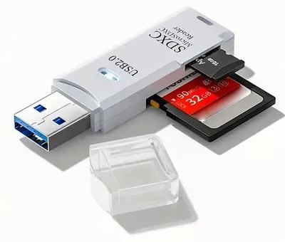 Image de Lecteur de cartes multifonctionnel 2-en-1 rapide USB 3.0, compatible avec les cartes TF et SD, pour ordinateurs, tablettes, appareils photo, ordinateurs portables et voitures.