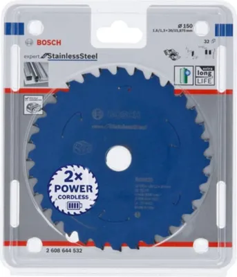 Immagine prodotto di Lama per sega circolare a batteria Expert Bosch, 150 x 1,6/1,3 x 20, 32 denti 2608644532
