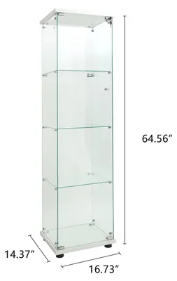 Produktbild von Glasvitrine - Sammlervitrine - 4 Ebenen - 1 Tür - LED-Beleuchtung - Weiß - 78,5 x 35 x 123,3 cm