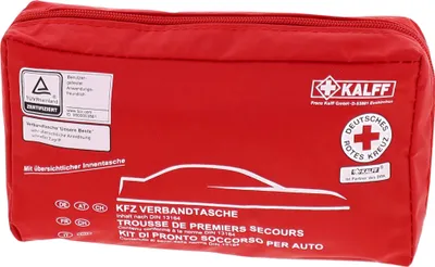 Zdjęcie produktu dla KALFF 023504 "Kompaktowa" samochodowa torba pierwszej pomocy Zawartość DIN 13164 czerwona
