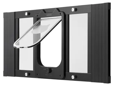 Produktbild von Katzenklappe, verstellbares Fenstergitter – 4-fach Verriegelung – Aluminiumrahmen – Schwarz