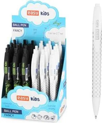 Obrázek produktu pro EASY Kids FANCY Kuličkové pero, modrá semi-gel náplň, 0,7 mm, 24 ks v balení, bílo-šedé a černo-zelené