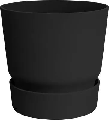 Produktbild von Pflanztopf elho greenville Kunststoff Ø 30 cm H 27,8 cm schwarz inkl. Untersetzer