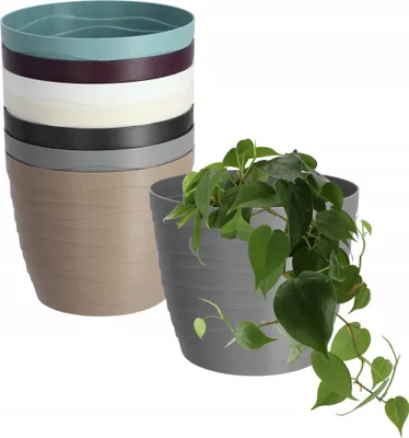 Image de KADAX Pot de fleurs en plastique "Ufra", pot de plantes simple, pot rond, 17 cm, gris