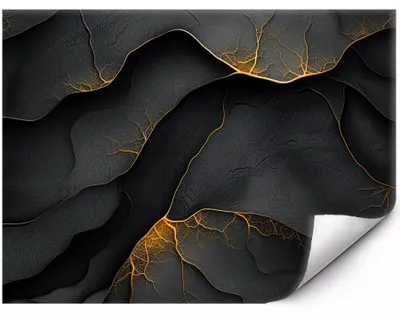 Produktbild von Fototapete Für Die Wand Schwarzes abstraktes Muster mit goldenen Adern für Wohnzimmer Schlafzimmer oder Büro 400x280 cm