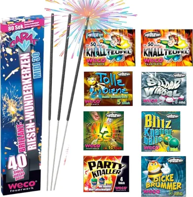 Productafbeelding van PYROHELD XXL Set Kuddelmudel, 180 stuks - voor jongeren en kinderen, geschikt voor feesten en oudejaarsavond, jeugdvuurwerk